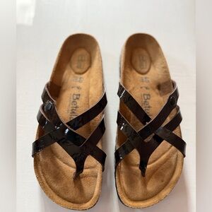 Birkenstock Betula Vinja Soft Footbed Patent Croc Brown Sandals Size 40 | L9 M7